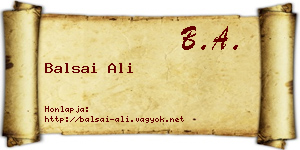Balsai Ali névjegykártya
